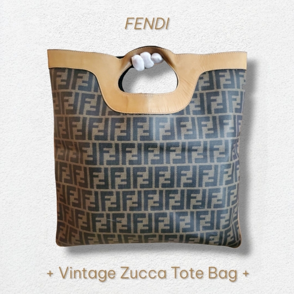 FENDI Vintage Coated Monogrammed Canvas Zucca Handbag Tote - Picture 3 of 8